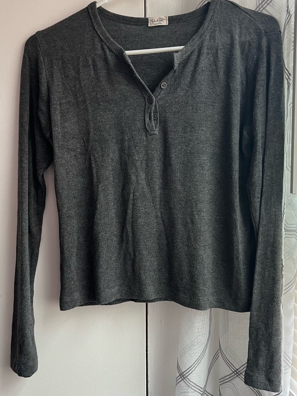 Brandy Melville Charcoal Long Sleeve Henley Top